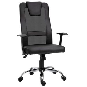 OKWISH KANCELÁŘSKÁ židle 66/73/108-118 cm černá z bonded leather s ergonomickou opěrkou a houpací funkcí obraz