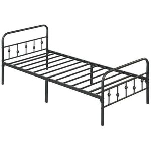 HOMCOM ROŠT pro matraci 200 x 90 cm, kovová postel vysoká 82, 5 cm, černá obraz