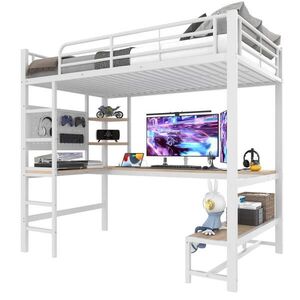 FLIEKS VYVÝŠENÁ POSTEL 90x200cm Stůl LED USB-C Bílá obraz