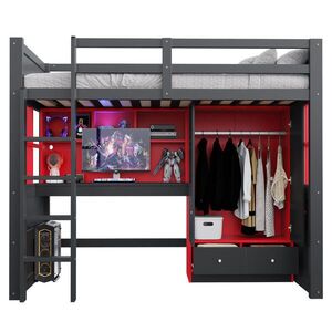 FLIEKS VYVÝŠENÁ POSTEL 90x200cm Gaming Stůl LED Černá obraz