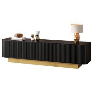 STILVORA TV STOLEK v černé barvě s úložným prostorem a strukturovanými dvířky, 170×40, 5×47 cm obraz