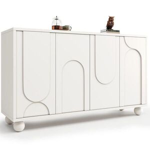 Modfu PŘÍBORNÍK z MDF 120x35x71 cm bílý s krémovými dvířky, nastavitelnou policí a ochranou proti převrácení obraz