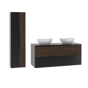 Petits-meubles KOUPELNOVÝ NÁBYTEK 120.6cm Sylla 2er-Set Černá a dřevo obraz