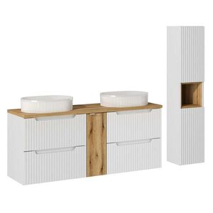 Petits-meubles KOUPELNOVÝ NÁBYTEK 140.4cm Riva 2er-Set Bílá a dřevo obraz