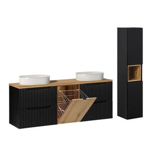 Petits-meubles KOUPELNOVÝ NÁBYTEK 160.4cm Riva 2er-Set Černá a dřevěná obraz