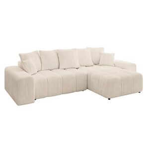 ALTDECOR ROHOVÁ SEDACÍ SOUPRAVA s otomanem vpravo ENIL-L 297x189x68 béžový manšestr obraz