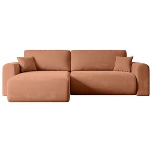 ALTDECOR ROHOVÁ SEDACÍ SOUPRAVA s funkcí lůžka a úložným prostorem ORRO-L – 272 × 145 × 83 cm, korálový velur obraz
