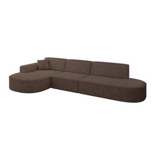 ALTDECOR ROHOVÁ SEDACÍ SOUPRAVA s otomanem vlevo MARI-L2 – 328 x 171 x 79 cm, hnědá barva, velur obraz