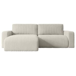 ALTDECOR ROHOVÁ SEDACÍ SOUPRAVA s funkcí lůžka a úložným prostorem KLEEA-L – 247 x 143 x 83 cm, krémová manšestr obraz