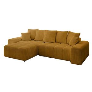 ALTDECOR ROHOVÁ SEDAČKA, otoman vlevo ENIL-L 297x189x68 hořčicově žlutý manšestr obraz