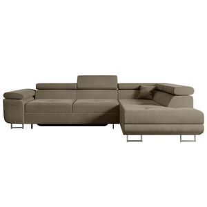 ALTDECOR ROHOVÁ SEDACÍ SOUPRAVA s funkcí lůžka a úložným prostorem GUSA-L 272x202x107 cm hnědá velur obraz