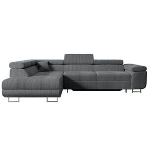 ALTDECOR ROHOVÁ SEDACÍ SOUPRAVA s funkcí lůžka a úložným prostorem GUSA-L 272x202x107 cm šedá manšestr obraz