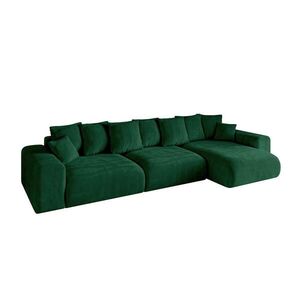 ALTDECOR ROHOVÁ SEDACÍ SOUPRAVA s otomanem vpravo ESKAR-L2 364x176x72 tmavě zelená manšestr obraz