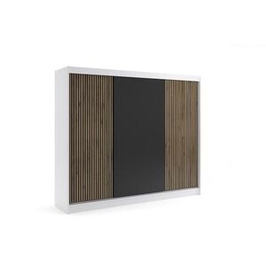 ALTDECOR ŠATNÍ SKŘÍŇ VILAN s lamelami/LED – 250 cm – bílá | dub wotan obraz