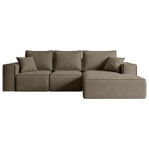 ALTDECOR ROHOVÁ SEDACÍ SOUPRAVA s funkcí lůžka a úložným prostorem SERRA-L-S – 266x161x87 cm, hnědá barva, velur obraz