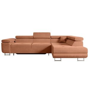 ALTDECOR ROHOVÁ SEDACÍ SOUPRAVA s funkcí lůžka a úložným prostorem GUSA-L 272x202x107 cm korálový velur obraz