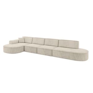 ALTDECOR ROHOVÁ SEDACÍ SOUPRAVA s otomanou vlevo MARI-L3 – 413 × 171 × 79 cm, ecru, velur obraz