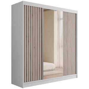 ALTDECOR ŠATNÍ SKŘÍŇ s zrcadlem V2-ZENTI 215x200 cm bílá obraz