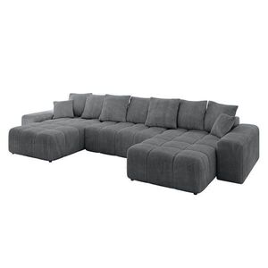 ALTDECOR SEDACÍ SOUPRAVA ENIL-U 401x189x68 tmavě šedá manšestr obraz