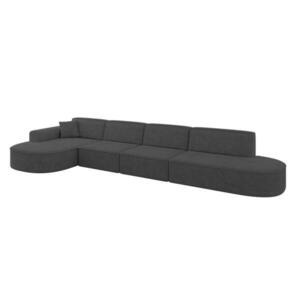 ALTDECOR ROHOVÁ SEDACÍ SOUPRAVA s otomanem vlevo MARI-L3 – 413 x 171 x 79 cm, tmavě šedý velur obraz