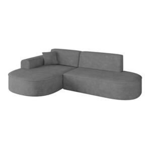 ALTDECOR ROHOVÁ SEDACÍ SOUPRAVA s otomanem vlevo MARI-L1 – 243 × 171 × 79 cm, šedý velur obraz