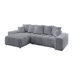 ALTDECOR ROHOVÁ SEDACÍ SOUPRAVA s otomanem vlevo ENIL-L 297x189x68 světle šedý velur obraz