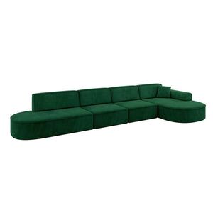 ALTDECOR ROHOVÁ SEDACÍ SOUPRAVA s otomanem vpravo MARI-L3 – 413 x 171 x 79 cm, tmavě zelená, velur obraz