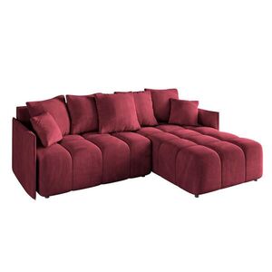 ALTDECOR ROHOVÁ SEDACÍ SOUPRAVA s otomanem vpravo LONLI-L 251x189x68, bordó, velur obraz