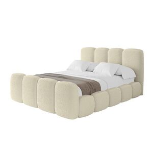 ALTDECOR ČALOUNĚNÁ POSTEL s úložným prostorem, zánožím a lamelovým roštem, americká postel bez matrace – KALA-Z 160x200 béžová obraz