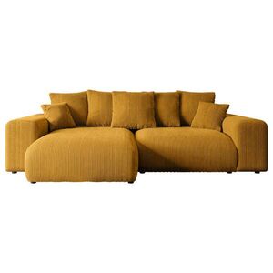 ALTDECOR ROHOVÁ SEDACÍ SOUPRAVA s otomanem vlevo ESKAR-L 266x176x72 curry žlutá manšestr obraz