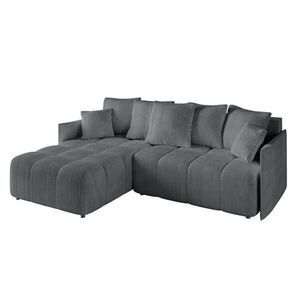 ALTDECOR ROHOVÁ SEDACÍ SOUPRAVA s otomanem vlevo LONLI-L 251x189x68 tmavě šedý manšestr obraz