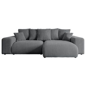 ALTDECOR ROHOVÁ SEDACÍ SOUPRAVA s otomanem vpravo ESKAR-L 266x176x72 tmavě šedá manšestr obraz
