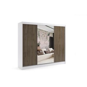ALTDECOR ŠATNÍ SKŘÍŇ VILAN s zrcadlem – 250 cm – bílá | dub wotan obraz