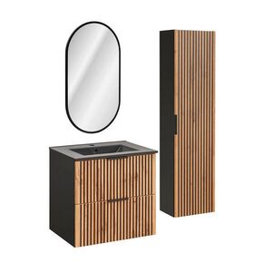 Petits-meubles KOUPELNOVÝ NÁBYTEK 60.2cm Gaia 2er-Set Dubové dřevo a černá barva obraz