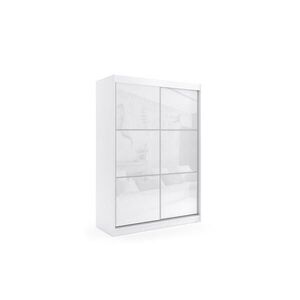 ALTDECOR ŠATNÍ SKŘÍŇ s posuvnými dveřmi Lacobel a hliníkovými lamelami – VIVONA – 160 cm, bílá obraz