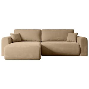 ALTDECOR ROHOVÁ SEDACÍ SOUPRAVA s funkcí lůžka a úložným prostorem ORRO-L – 272 × 145 × 83 cm, béžový velur obraz