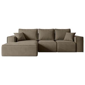 ALTDECOR ROHOVÁ SEDACÍ SOUPRAVA s funkcí lůžka a úložným prostorem SERRA-L-S – 266x161x87 cm, hnědá barva, velur obraz