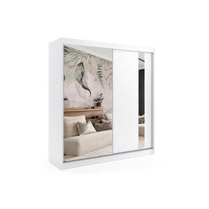 ALTDECOR ŠATNÍ SKŘÍŇ s posuvnými zrcadlovými dveřmi a hliníkovými lamelami – GRACE – 200 cm, bílá obraz