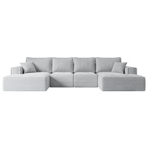 ALTDECOR SEDACÍ SOUPRAVA s funkcí lůžka a úložným prostorem pod postelí SIERRA-U-S – 349x161x87 cm šedá manšestrová látka obraz