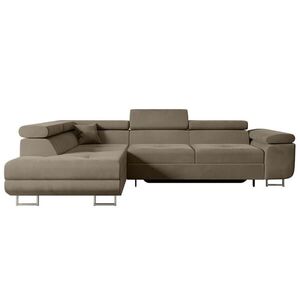ALTDECOR ROHOVÁ SEDACÍ SOUPRAVA s funkcí lůžka a úložným prostorem GUSA-L 272x202x107 cm hnědá velur obraz