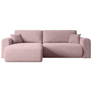 ALTDECOR ROHOVÁ SEDACÍ SOUPRAVA s funkcí lůžka a úložným prostorem ORRO-L – 272 x 145 x 83 cm, růžový manšestr obraz