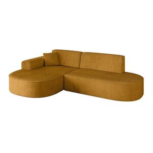 ALTDECOR ROHOVÁ SEDACÍ SOUPRAVA s otomanem vlevo MARI-L1 – 243 x 171 x 79 cm, hořčicově žlutý manšestr obraz