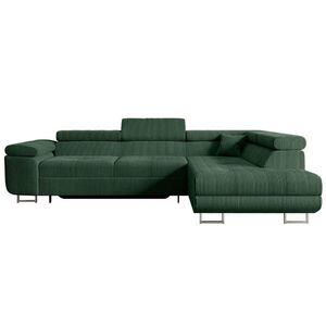 ALTDECOR ROHOVÁ SEDACÍ SOUPRAVA s funkcí lůžka a úložným prostorem GUSA-L 272x202x107 cm zelený manšestr obraz