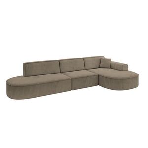ALTDECOR ROHOVÁ SEDACÍ SOUPRAVA s otomanem vpravo MARI-L2 – 328 × 171 × 79 cm, tmavě hnědý velur obraz