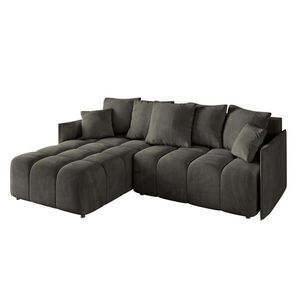 ALTDECOR ROHOVÁ SEDACÍ SOUPRAVA s otomanem vlevo LONLI-L 251x189x68 černý velur obraz
