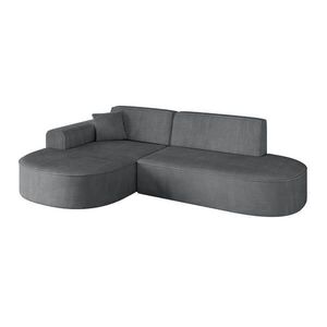 ALTDECOR ROHOVÁ SEDACÍ SOUPRAVA s otomanem vlevo MARI-L1 – 243 x 171 x 79 cm tmavě šedá manšestr obraz