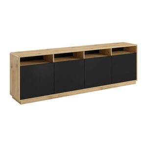 Petits-meubles SIDEBOARD Raven Matná černá a dřevo obraz