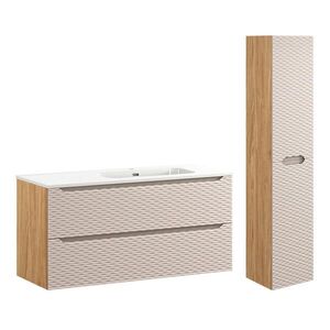 Petits-meubles KOUPELNOVÝ NÁBYTEK 120cm Elora 2er-Set Béžová a dřevo obraz