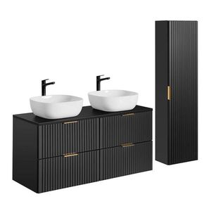 Petits-meubles KOUPELNOVÝ NÁBYTEK 120.8cm Adriel 2er-Set Matná černá obraz