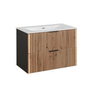 Petits-meubles UMYVADLO 80.2cm Gaia Dubové dřevo a černá barva obraz